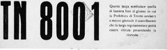 Trento - 1947
Targa anteriore in cartone che precedeva quella definitiva in lamiera. Curiosa ed inconsueta la modalità della Prefettura di avvisare l'utente per il ritiro della targa definitiva in lamiera. img82a.jpg