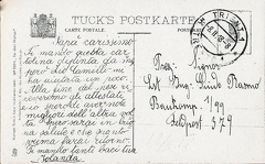 Particolare e simpatica cartolina viaggiata l'8 novembre del 1918, a pochi giorni dalla fine della Grande Guerra, dipinta dalla piccola Iolanda, nipote di Camilo Rasmo e dallo stesso Rasmo, come si evince dal testo.
Altra piccola illustratrice in erba!
Cortesia di Carmelo Nuvoli del Museo della cartolina di Isera. img537.jpg