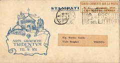 Silvio Vitti - Trento 13-10-1889 / Malcesine 25-02-1973
Calendario Anno 1927
Retro dell'immagine 651 con logo della tipografia.
Tutte le cartoline sono viaggiate ed indirizzate a Guido Rasmo, fratello del pittore Camillo e padre dello storico Nicolò. img651a.jpg