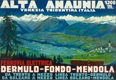 Splendido disegno pubblicitario per promuovere la Ferrovia dell'Alta Anaunia
Dermulo - Fondo - Mendola
Illustratore Karl Pferschy (Graz 1888 - Bolzano 1930) img423.jpg