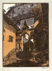 Coredo - 1928
Chiostro con gradinata
Quarta xilografia del libro di Enrico Bevilacqua,“San Romedio”, con xilografie originali di Achille Ferraro. img280d.jpg